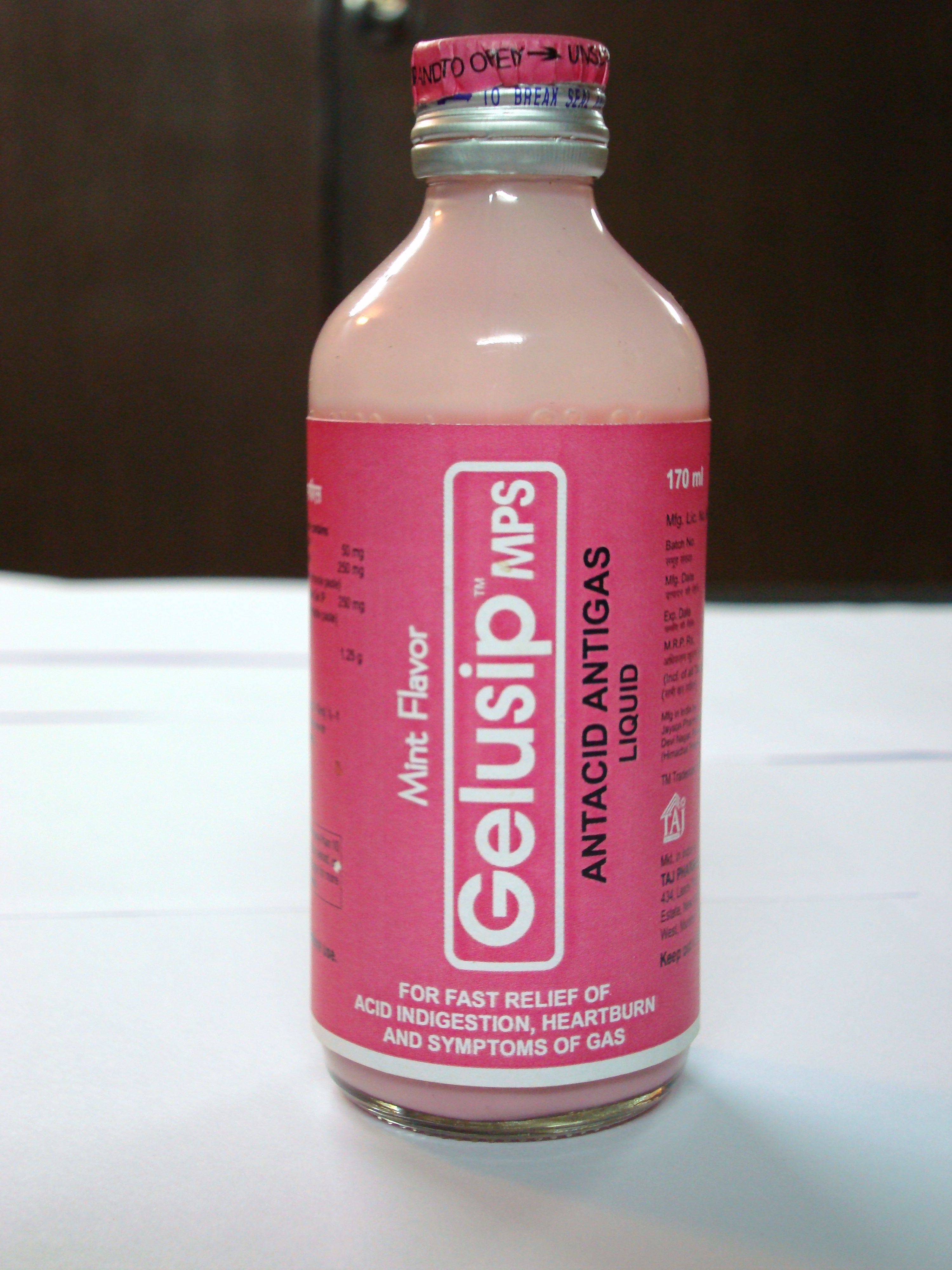 Gelusip TM antacid Syrup relieve heartburn, sour stomach and acid